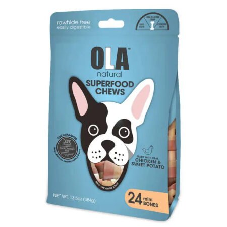 Ola Natural Chicken & Sweet Potato 24 Mini Bones Dog Treats 384g
