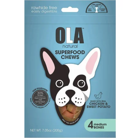 Ola Natural Chicken & Sweet Potato 4 Medium Bones Dog Treats 200g