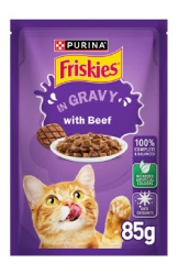 Purina Friskies Beef Chunks in Gravy Wet Cat Food Pouch 85g