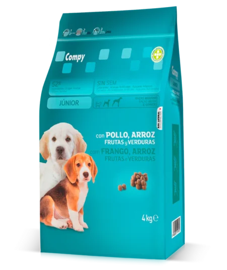 Compy Junior for puppies of medium and large breeds. with Chicken, Rice, Fruits and Vegetables.(4kg)