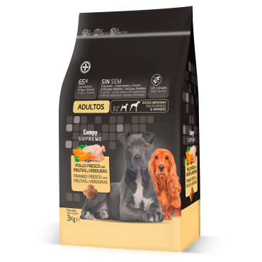 Compy Supreme for adult dogs of medium and large breeds. with fresh chicken, fruit and vegetables. GRAIN FREE.(10kg)