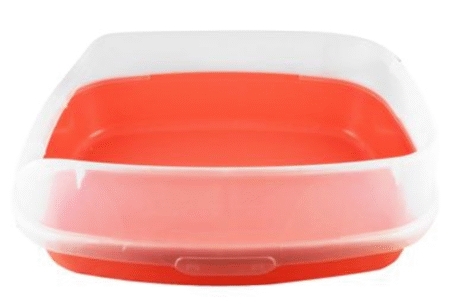 Red & Clear Cat Litter Tray (23x34x30cm)
