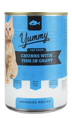 Yummy Wet Cat Food Chunks with Fish in Gravy